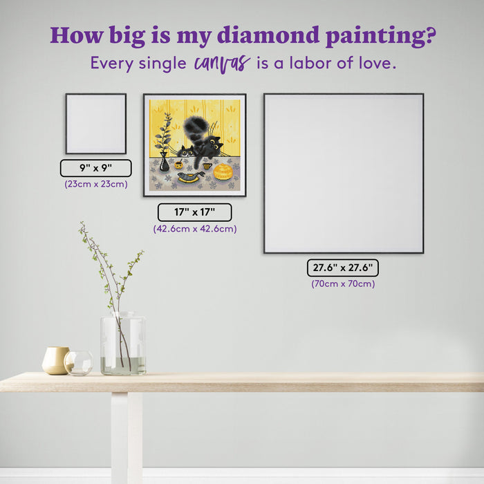 Diamond Painting Kitchen Cats 17" x 17" (42.6cm x 42.6cm) / Round With 22 Colors Including 2 ABs and 2 Fairy Dust Diamonds / 24,025