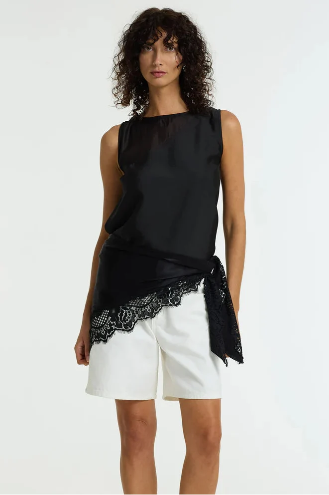 Lace Black Bandana Layer Scarf