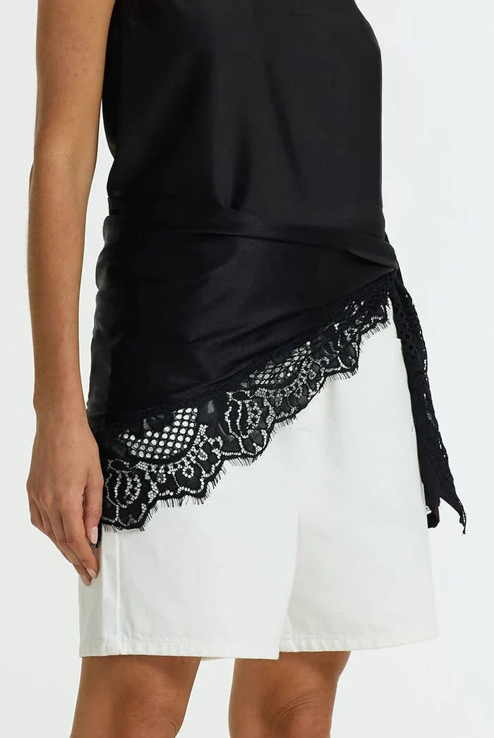 Lace Black Bandana Layer Scarf