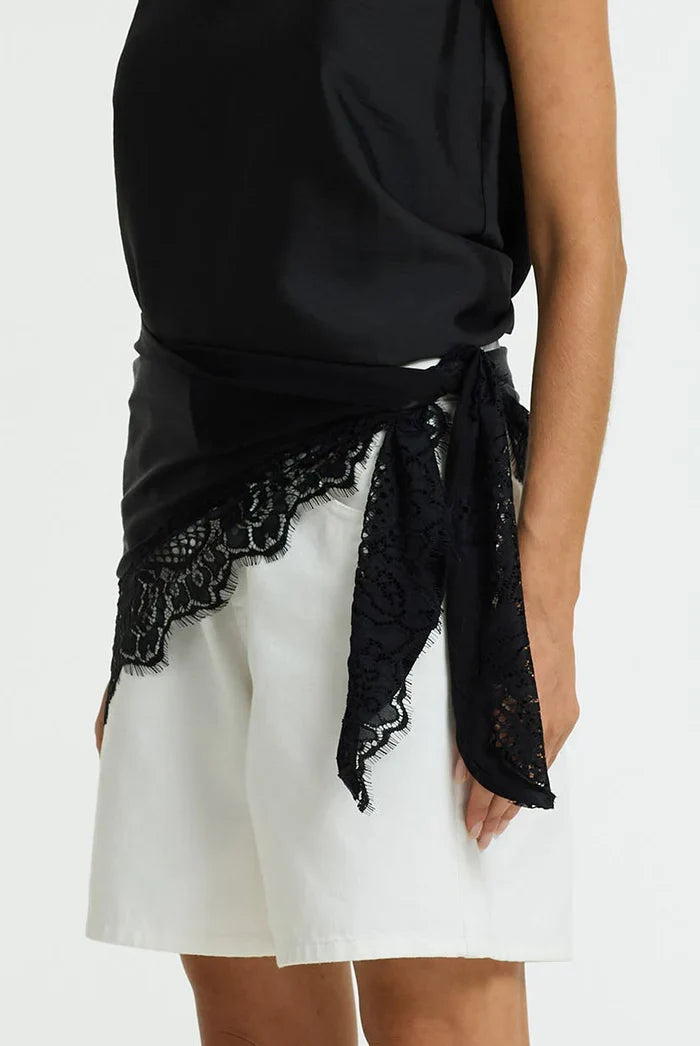 Lace Black Bandana Layer Scarf
