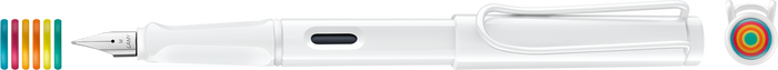 LAMY Safari All White with Multi-Coloured Rings