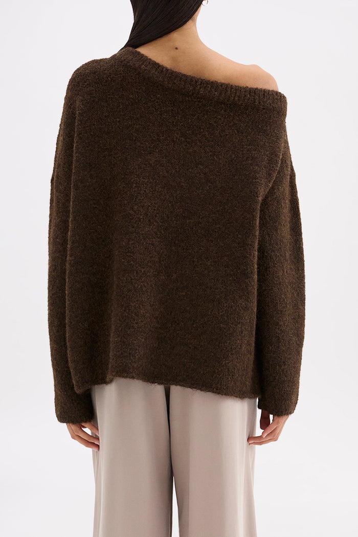Lavinia Chocolate Off Shoulder Knit