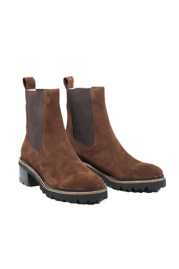 Linear Chestnut Suede Chelsea Elastic Ankle Boot