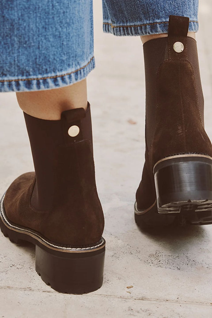 Linear Chestnut Suede Chelsea Elastic Ankle Boot