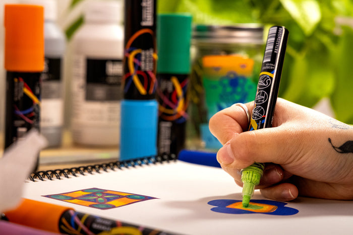 Liquitex Professional Paint Marker 2mm Set of 16 - Expression — in use on paper