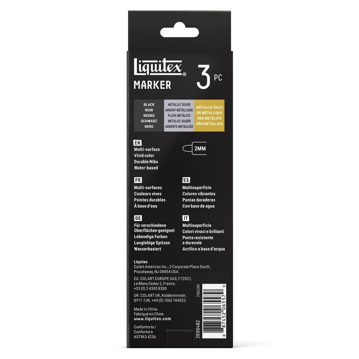 Liquitex Professional Paint Marker 2mm Set of 3 - Accent — back