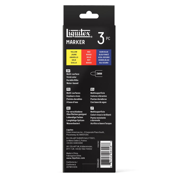 Liquitex Professional Paint Marker 2mm Set of 3 - Primary — back