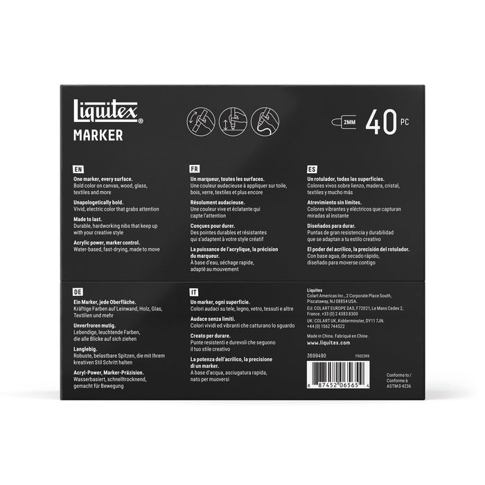 Liquitex Professional Paint Marker 2mm Set of 40 - Radical — back