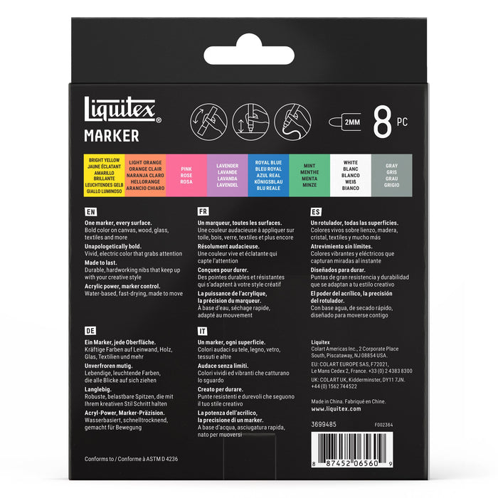 Liquitex Professional Paint Marker 2mm Set of 8 - Dreamscape — back