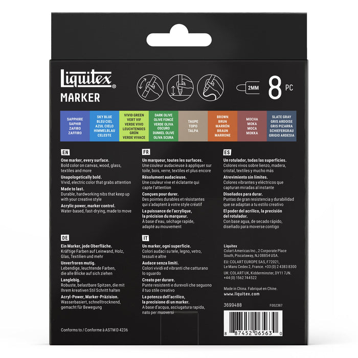 Liquitex Professional Paint Marker 2mm Set of 8 - Landscape — back