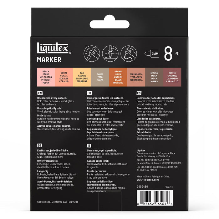 Liquitex Professional Paint Marker 2mm Set of 8 - Portrait — back