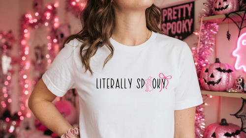 "Literally Spooky" PINK Halloween Graphic Tee