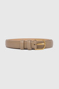 Luna Taupe Leather Matte Gold Buckle Belt