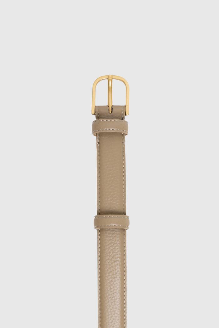Luna Taupe Leather Matte Gold Buckle Belt