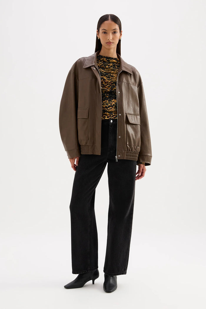 Lyla Umber Chocolate Vegan Leather Jacket