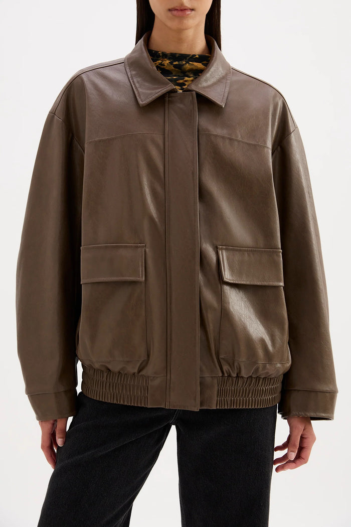 Lyla Umber Chocolate Vegan Leather Jacket