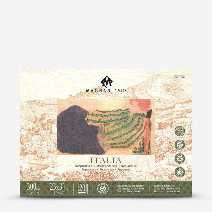 Magnani Italia Watercolour Block Natural White Cold Pressed 300gsm, 23 x 31 cm