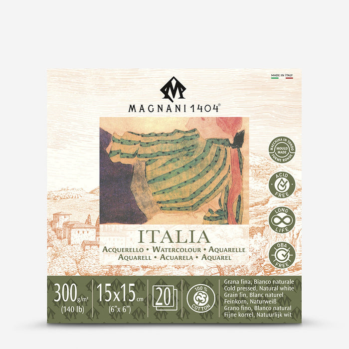 Magnani Italia Watercolour Pad Natural White Cold Pressed 300gsm, 15 x 15 cm