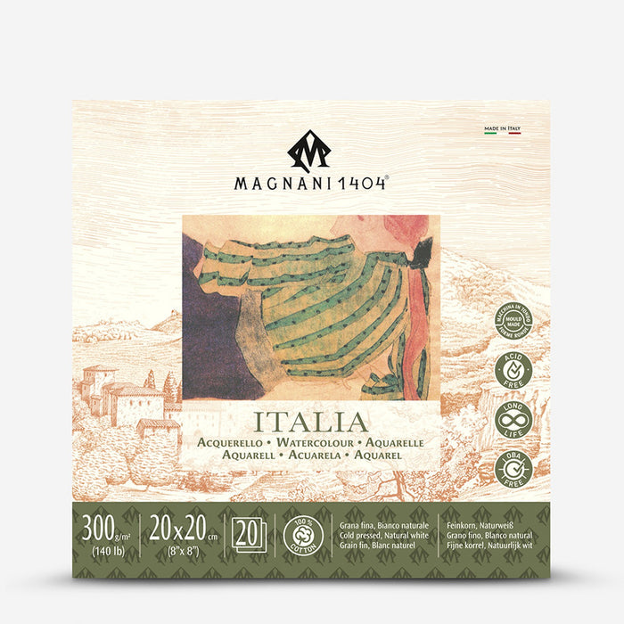 Magnani Italia Watercolour Pad Natural White Cold Pressed 300gsm, 20 x 20 cm