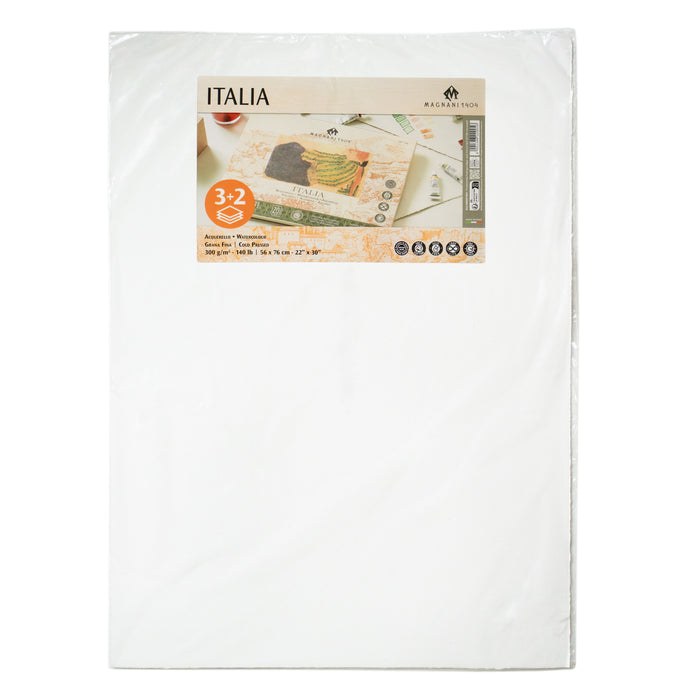 Magnani Italia Watercolour Paper Sheets Natural White Cold Press 300gsm, 57 x 76 cm 3+2 bonus (5 shts)