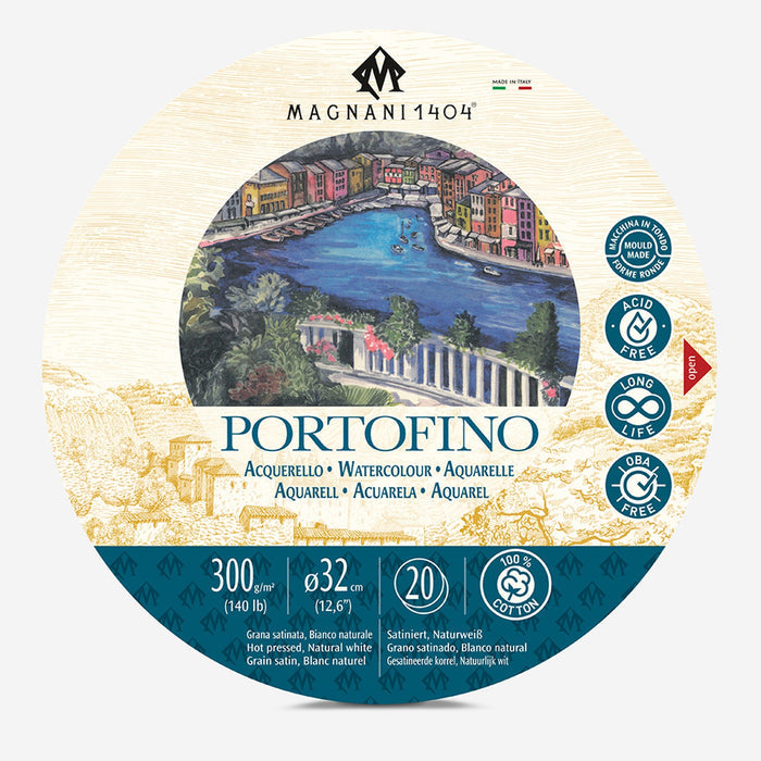Magnani Portofino Watercolour Block Natural White Hot Pressed 300gsm, Round 32 cm