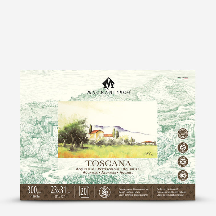 Magnani Toscana Watercolour Block Natural White Rough 300gsm, 23 x 31 cm