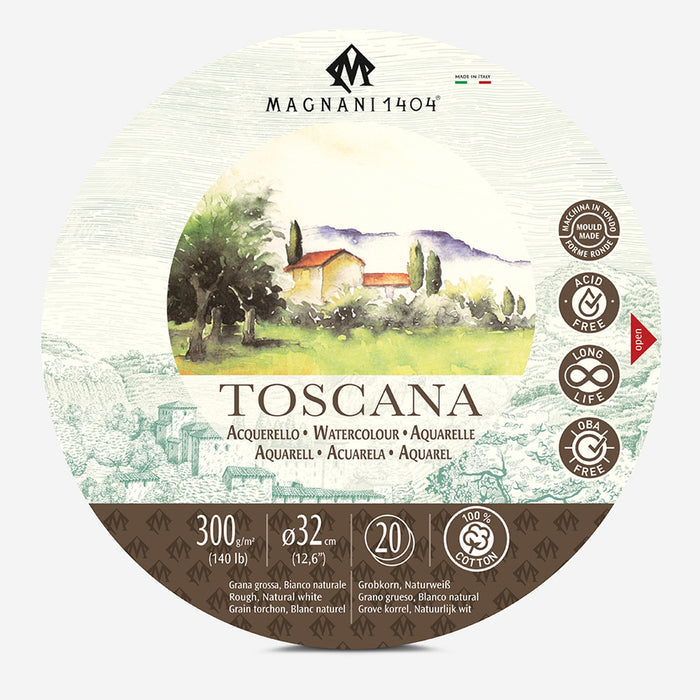 Magnani Toscana Watercolour Block Natural White Rough 300gsm, Round 32 cm