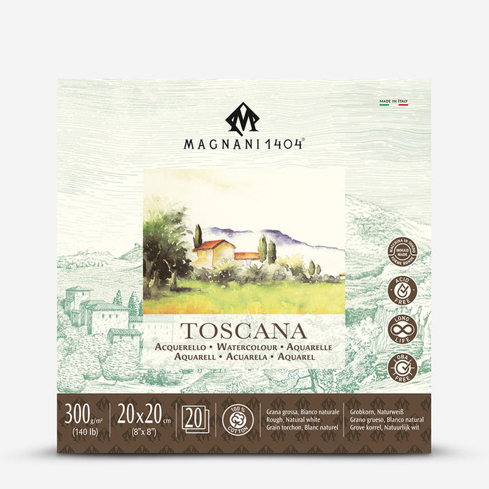 Magnani Toscana Watercolour Pad Natural White Rough 300gsm, 20 x 20 cm