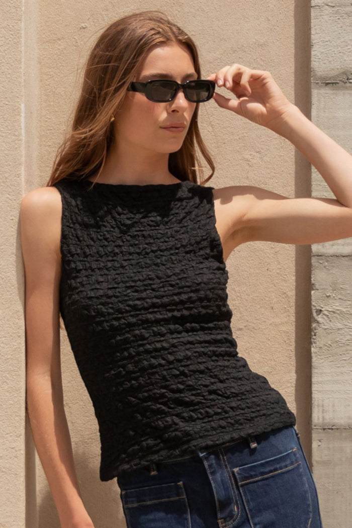 Malibu Black Narrow Rectangular Sunglasses