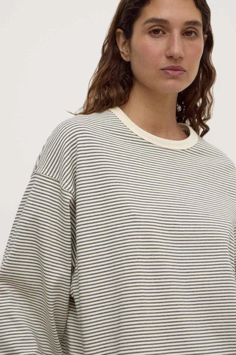 Malone Cream Black Stripe Cropped Long Sleeve Tee