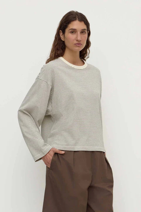 Malone Cream Black Stripe Cropped Long Sleeve Tee