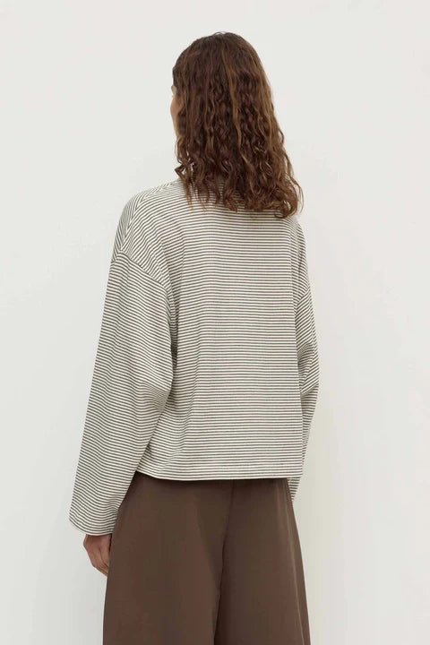 Malone Cream Black Stripe Cropped Long Sleeve Tee