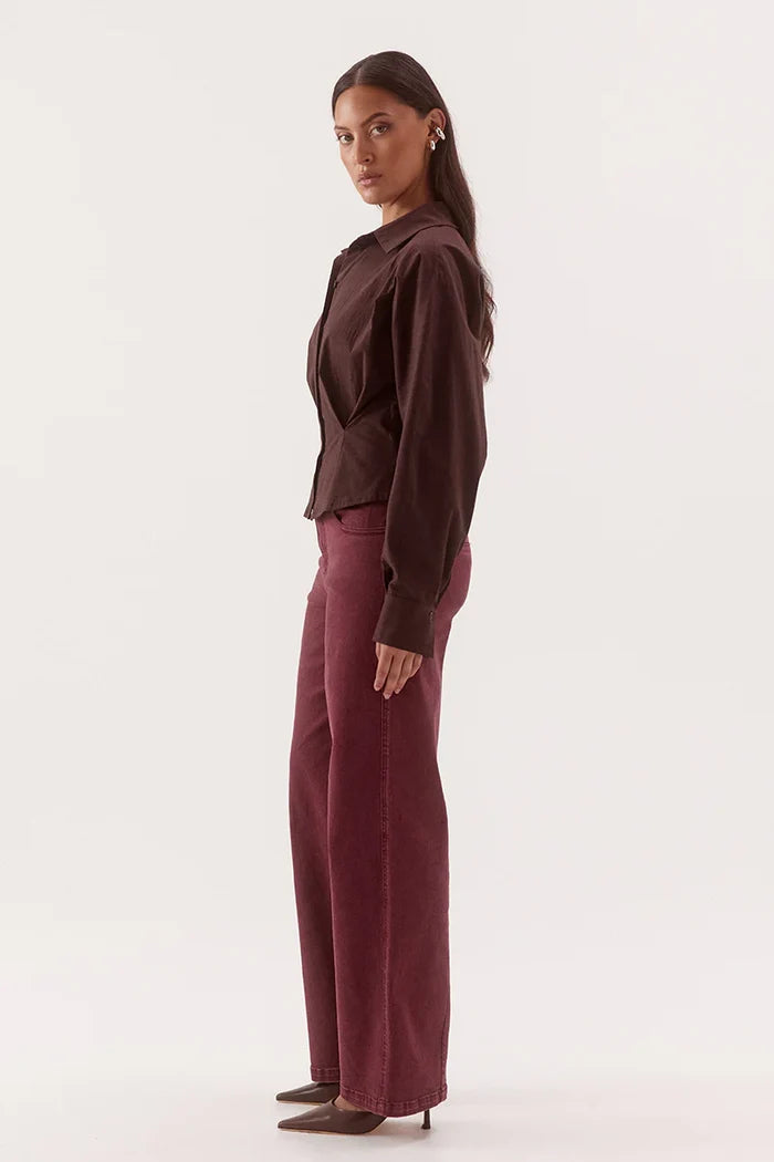 Marlowe Espresso Fitted Waist LS Shirt
