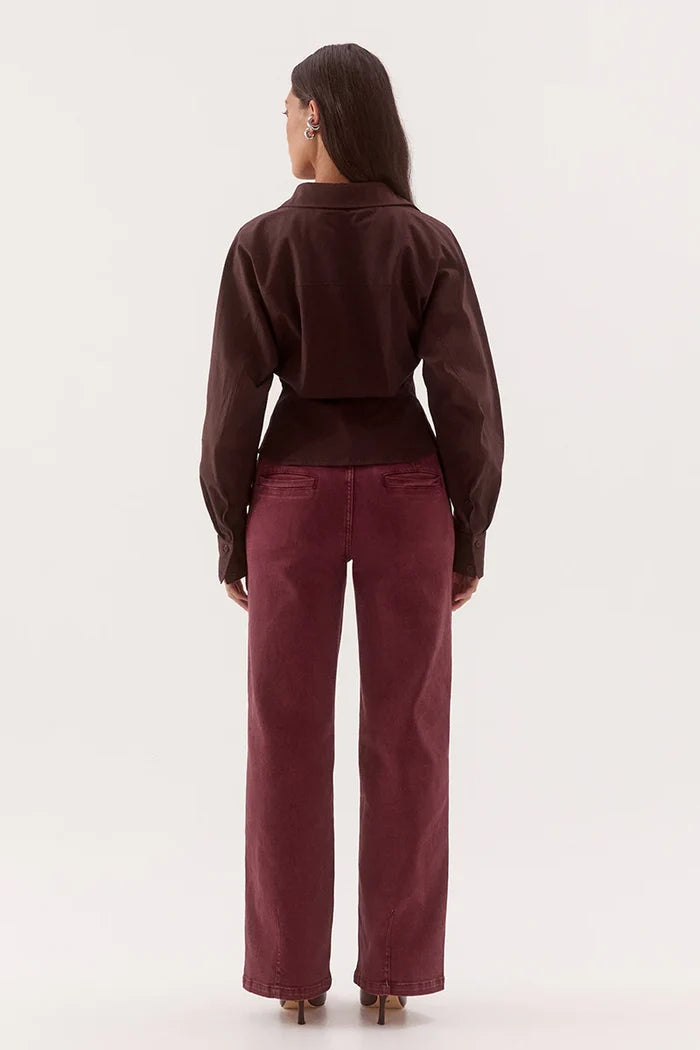 Marlowe Espresso Fitted Waist LS Shirt