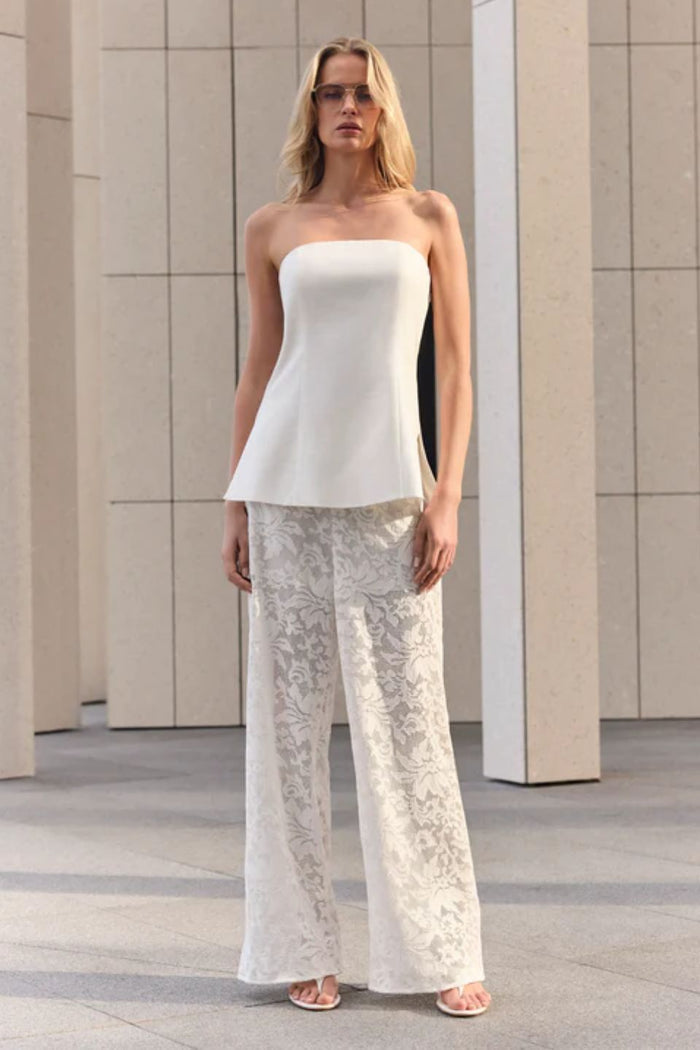 Marseille White Linen Bandeau Top