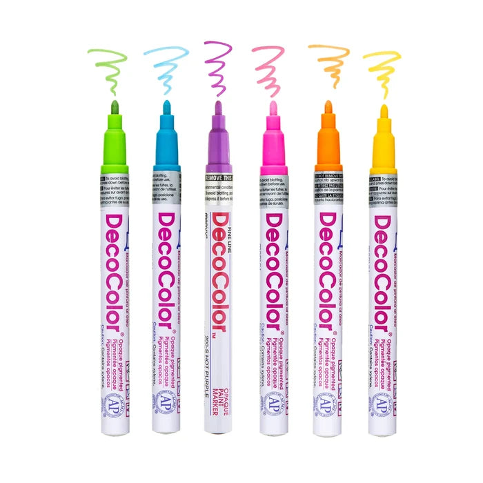 Marvy Uchida DECOCOLOR® Marker Fine - Hot Colors Set of 6