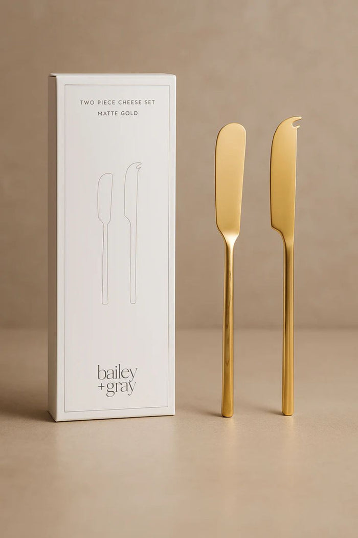 Matte Gold Two Piece Cheese Knife Set