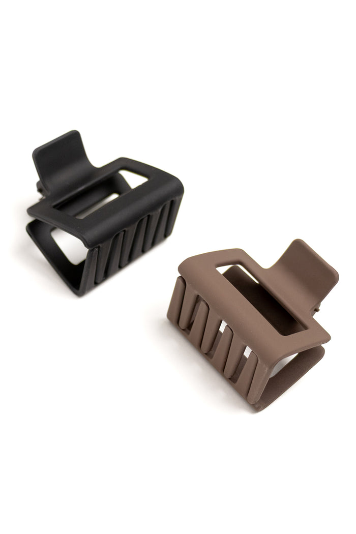 Medium Brown Black 2 pc Matte Clip Set