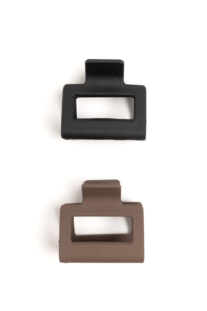 Medium Brown Black 2 pc Matte Clip Set