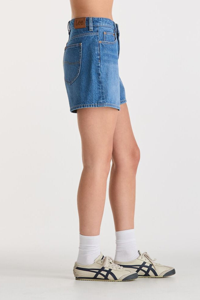 Mid Straight Blue Letter Short