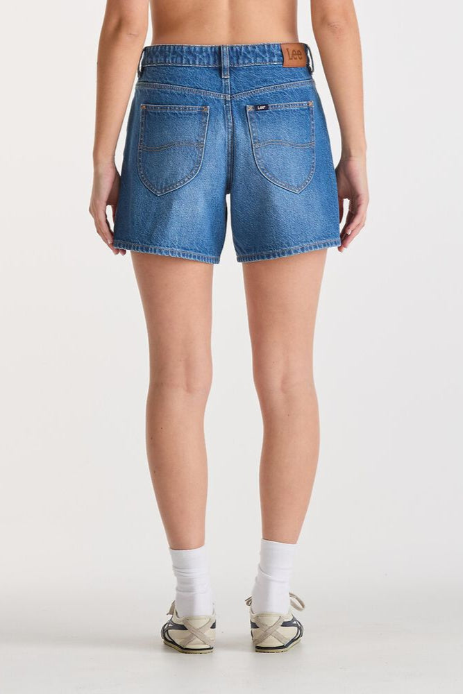 Mid Straight Blue Letter Short