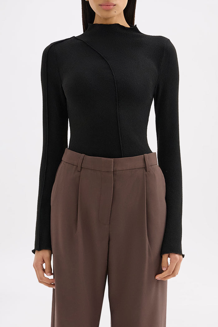 Mimi Black Front Seam LS Top
