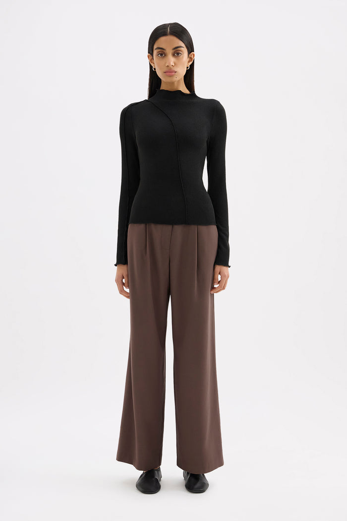 Mimi Black Front Seam LS Top
