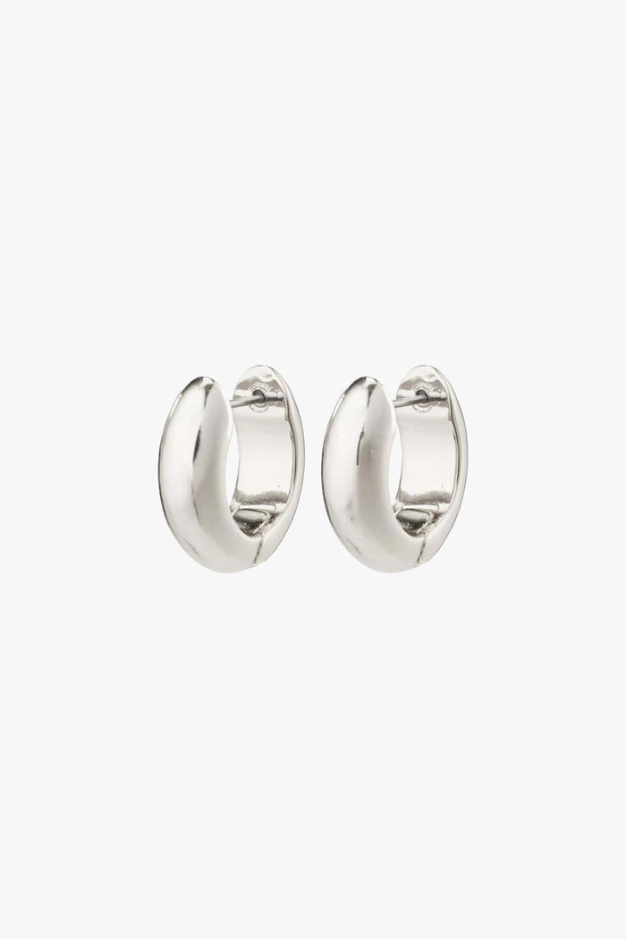 Mine Recycled Chunky Huggie Hoops Silver ACC Jewellery Pilgrim