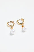 Mini Pearl Huggie Gold Earrings