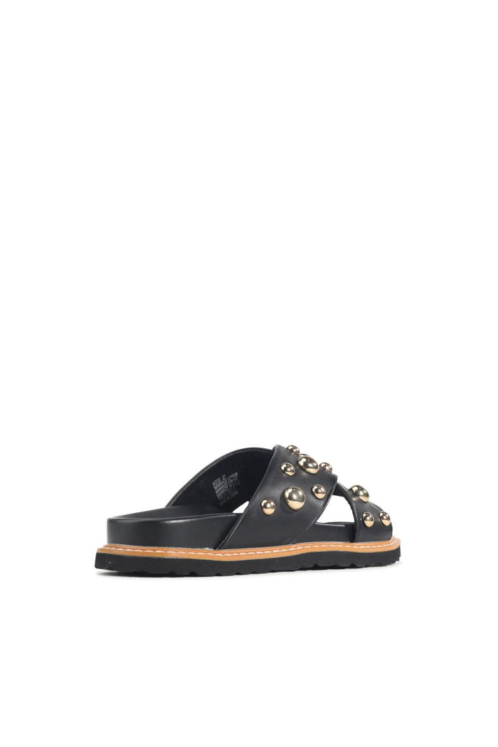 Mode Black Gold Stud Cross Over Slide