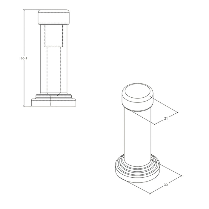 Line Drawing Momo Handles Door Stop 65mm Matte Black MHSBDS.MBL - The Blue Space