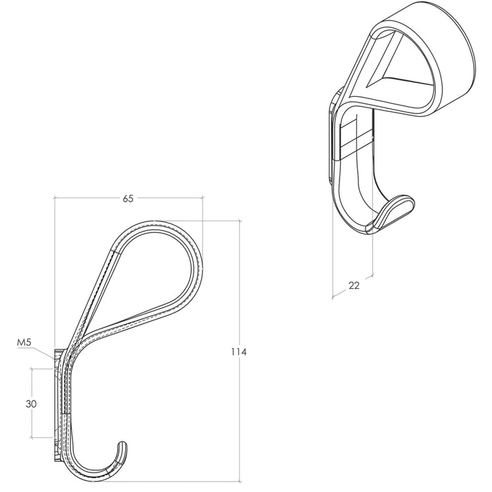Line Drawing Momo Belt Wall Hook 65mm Forest Green B7039.065.FGR - The Blue Space