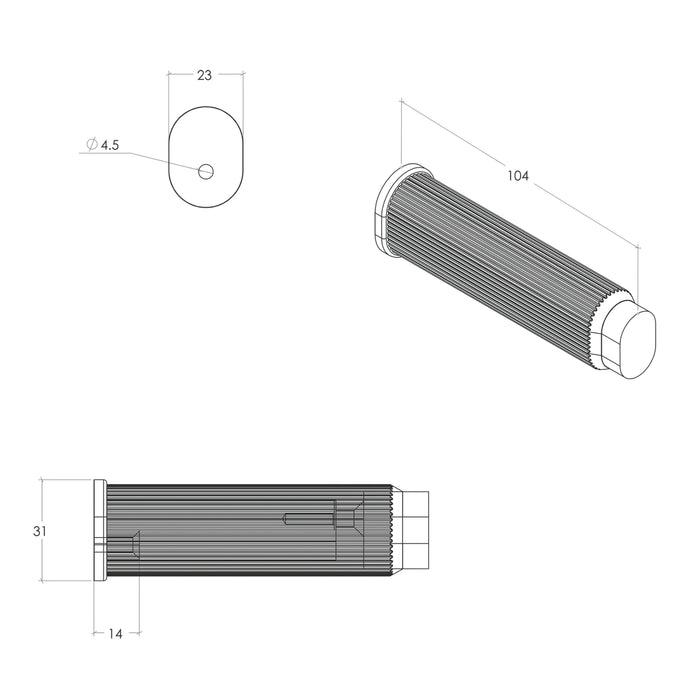Line Drawing Momo Brooklyn Wall Door Stop 50mm Brushed Black BKN8022.050.BBL - The Blue Space