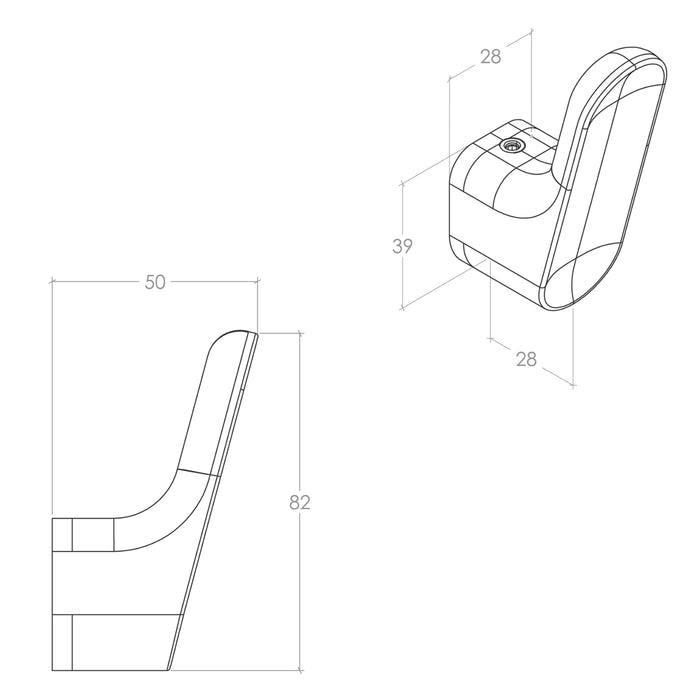 Line Drawing Momo Luv Wood Wall Hook 50mm Walnut L7017.050.WN - The Blue Space